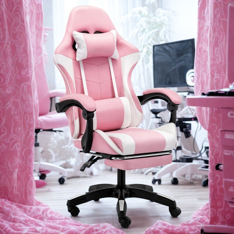 Silla gamer giratoria ROSA CLARO