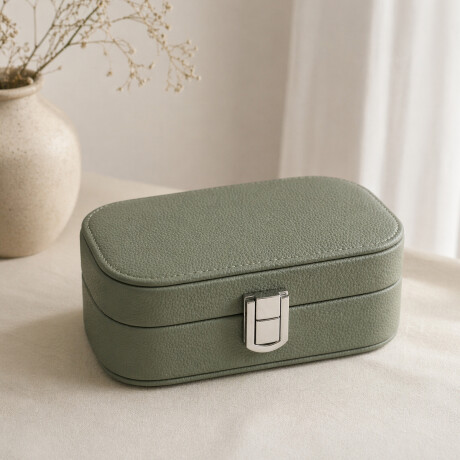 Joyero con espejo y hebilla - Chico 15x10x5cm Verde