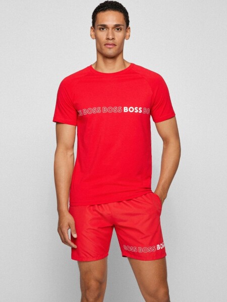 Remera de algodón slim fit, Hugo Boss Rojo