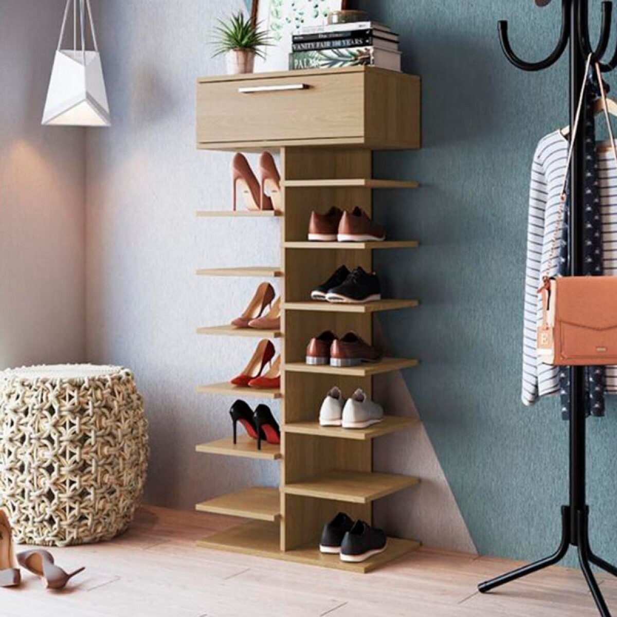 ZAPATERA DECORATIVA CON CAJON - ALMENDRA 