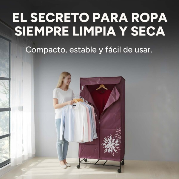 Seca Ropas De Bolsa Secador Colgar Ropa Secarropa 15kg Variante Color Bordo con Ruedas