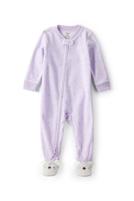 Pijama una pieza de micropolar, con pie, púrpura, diseño koala Sin color