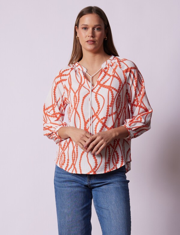Blusa Cordel Printed MULTI/ANARANJADO