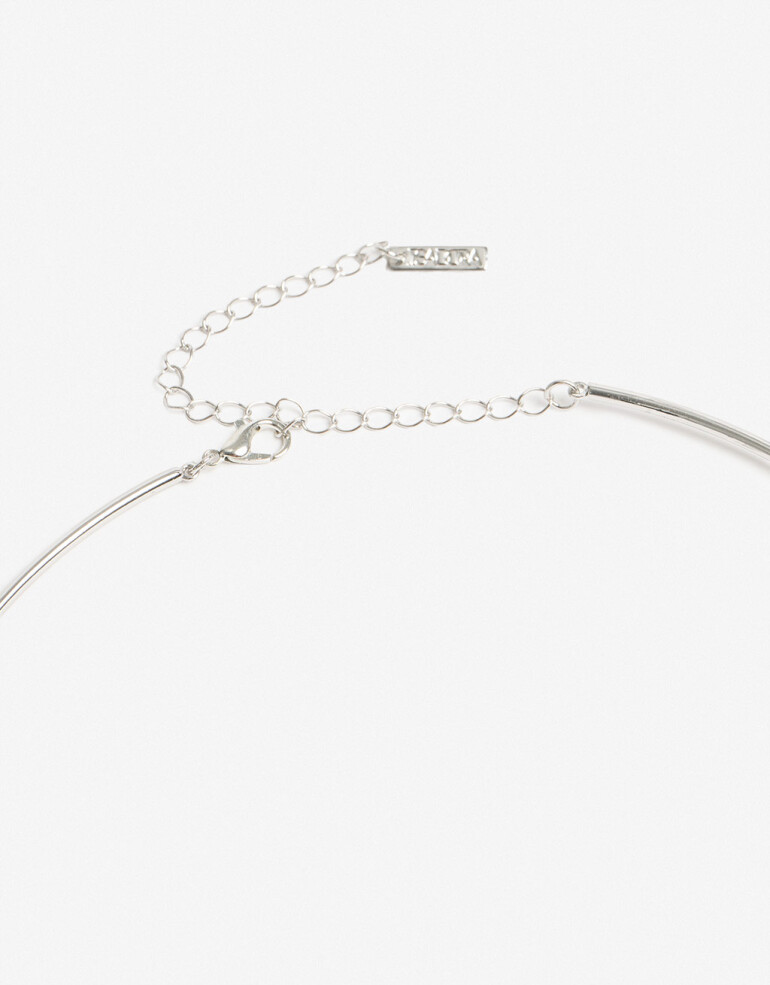 Collares Cortos Perlas Collar Corto Rígido Dije Perla - Plateado Rodio