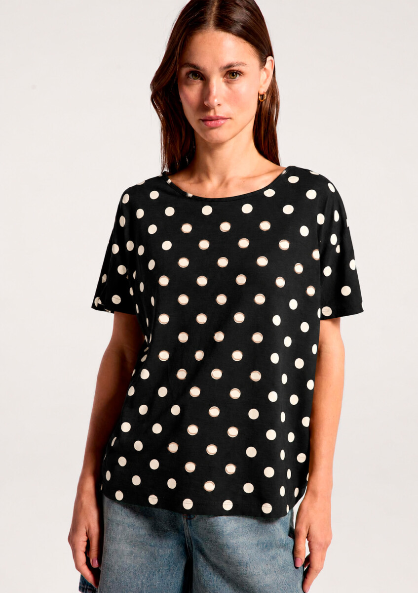 BLUSA ESTAMPADA - NEGRO 