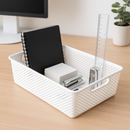CANASTO ORGANIZADOR LINEA BLANCO 26 CM CANASTO ORGANIZADOR LINEA BLANCO 26 CM