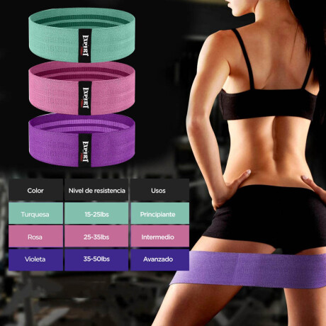 Set 3 Banda Resistencia Circular Tela Elástica Yoga Multicolor 2