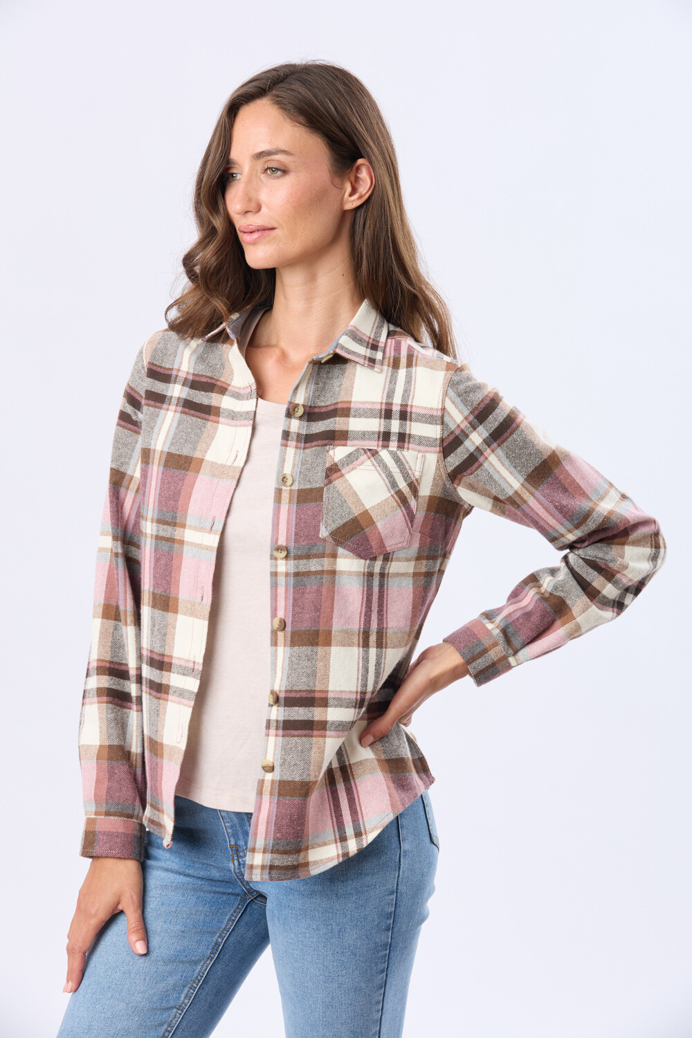 CAMISA VIYELA CUADROS Marron