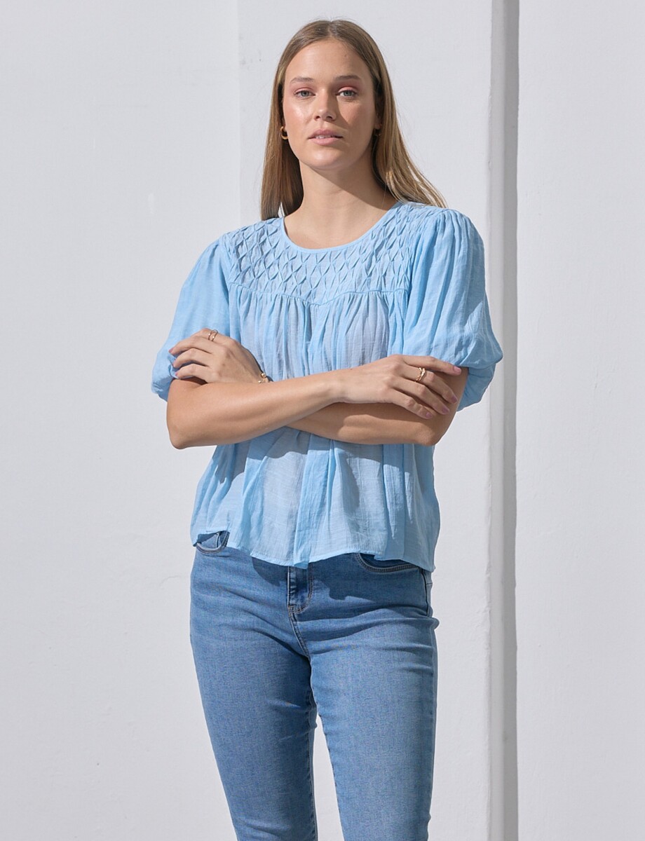 Blusa Frunces - Celeste 