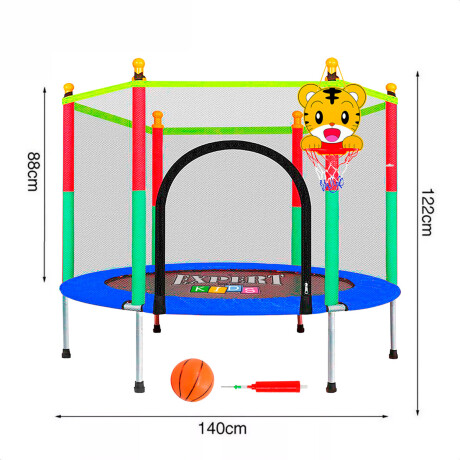 Cama Elástica Trampolín 1.40 + Cobertor + Red + Tablero Basket + Pelota + Inflador Rojo