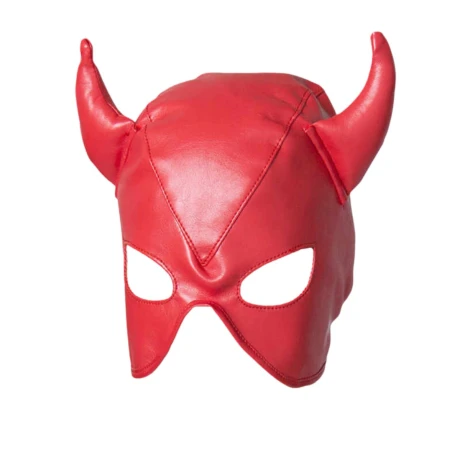 Máscara De Diablita En Cuero Vegano Rojo