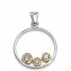 Colgante plata y lamina de oro circulo con tres zirconias Colgante plata y lamina de oro circulo con tres zirconias