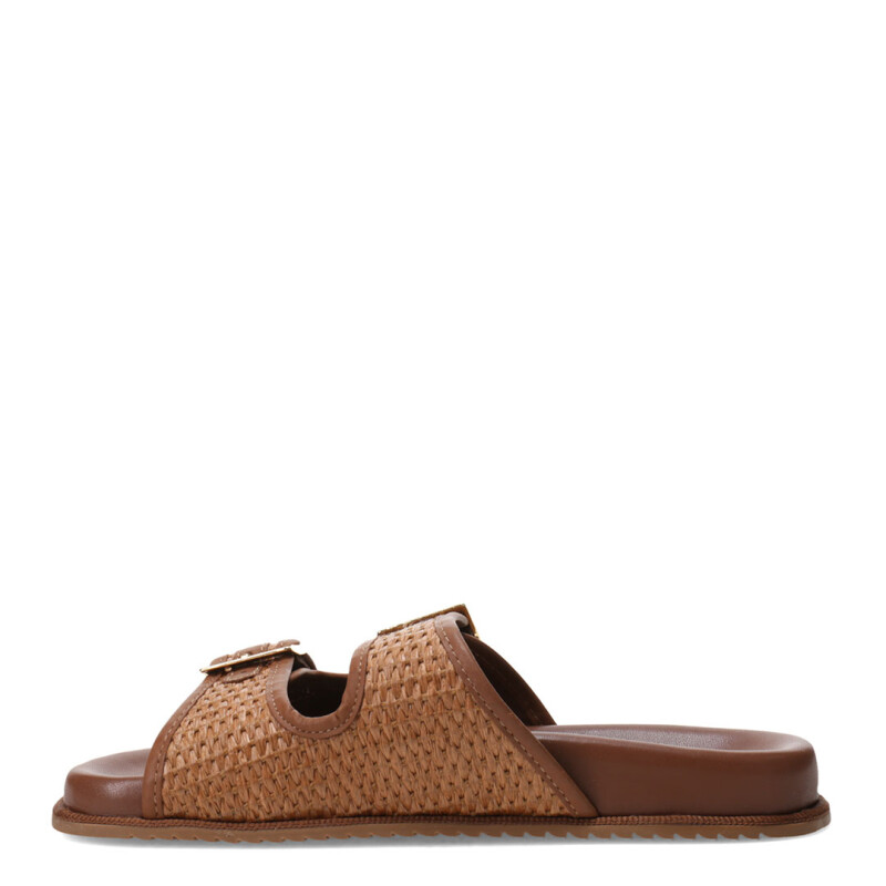 Sandalias de Mujer Bottero Baja Doble Hebilla Marrón Caramelo