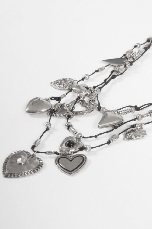 Collar doble dijes cora plateado