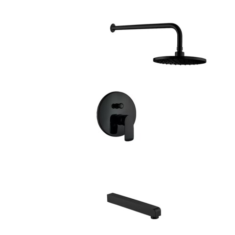 Grifería de Ducha Monocomando embutida con transferencia Alassio Negro Mate Grifería De Ducha Monocomando Embutida Con Transferencia Alassio Negro Mate