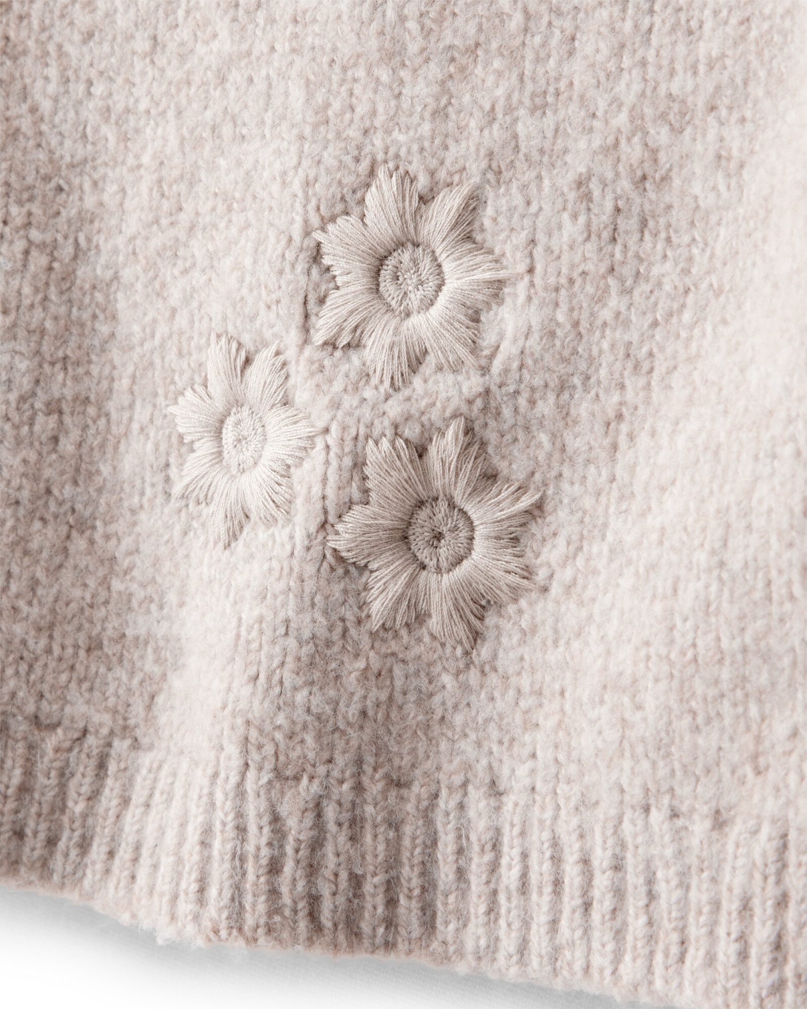 Buzo de punto, beige, bordado floral Sin color