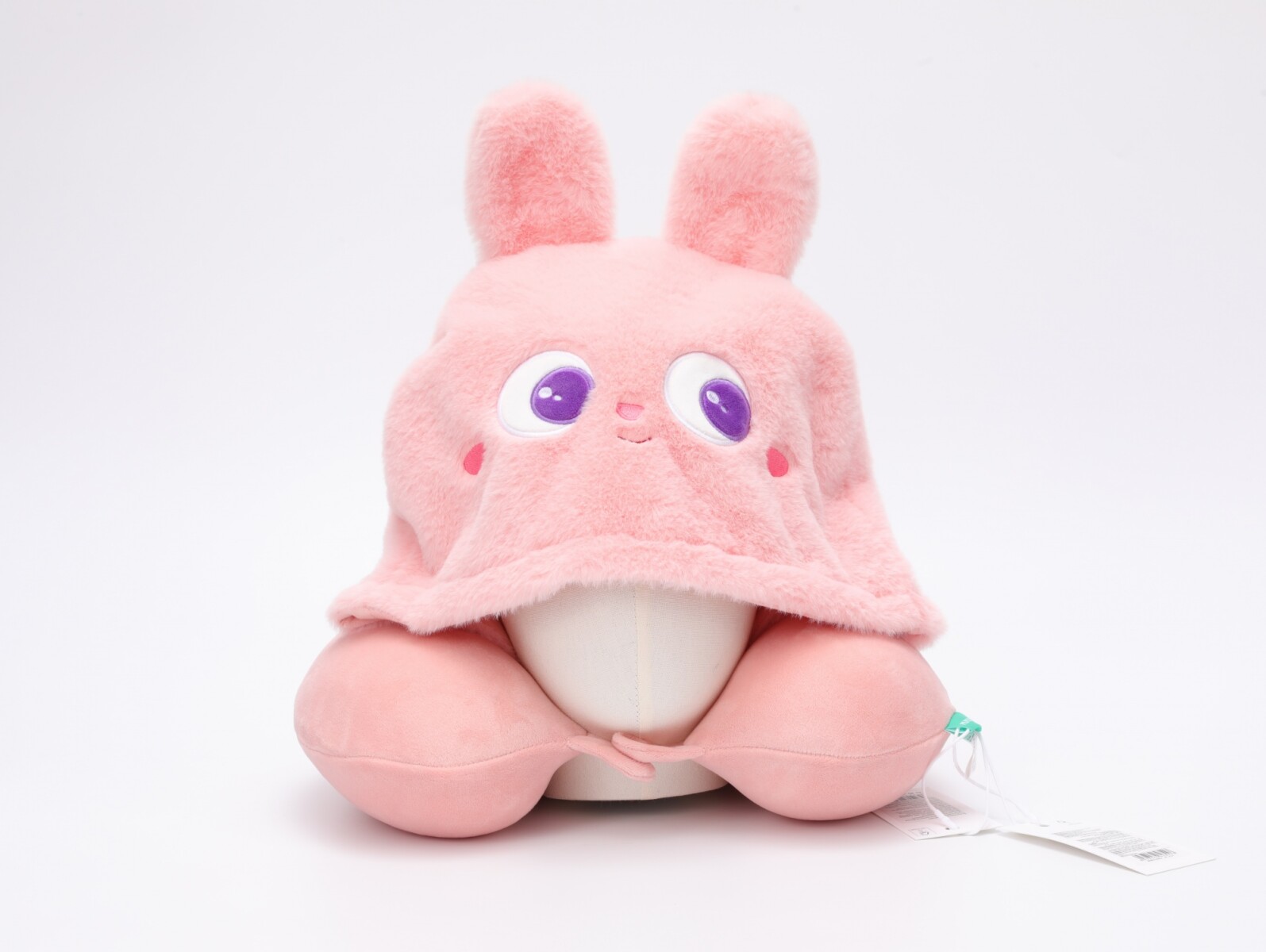 ALMOHADA CERVICAL DE ESPUMA VISCOELÁSTICA EN FORMA DE U CON CAPUCHA (CONEJO) 
