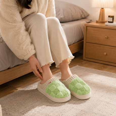 Pantufla de Felpa Super Abrigadas Antideslizante Unisex Verde Claro