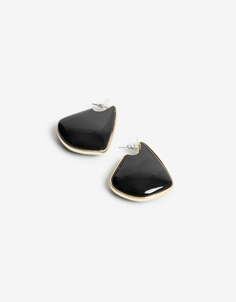 Aros Argollas Color Argollas Resina Y Metal - Negro