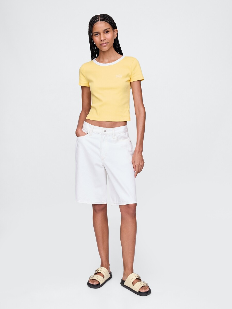 Remera Mini Logo Gap Mujer - Pale Banana 12-0824Tcx 