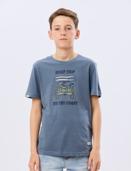 REMERA ESTAMPADA DE ALGODÓN Piedra