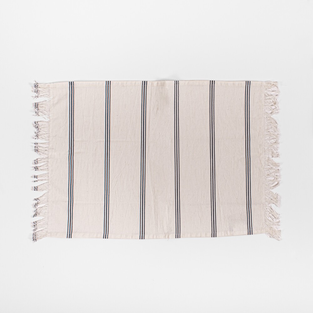 Individual 35x46 con Flecos Tusor Soft Rayas Azul