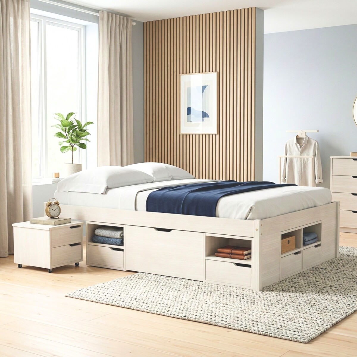 Cama Queen 4 Cajones - Linea Charme - Blanco 