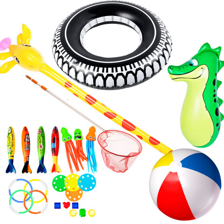 Set Inflables + Juegos Para Piscina Playa Pack X26 Set Inflables + Juegos Para Piscina Playa Pack X26