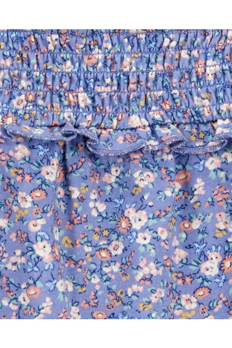 Blusa de algodón, canesú fruncido, diseño floral Blusa de algodón, canesú fruncido, diseño floral