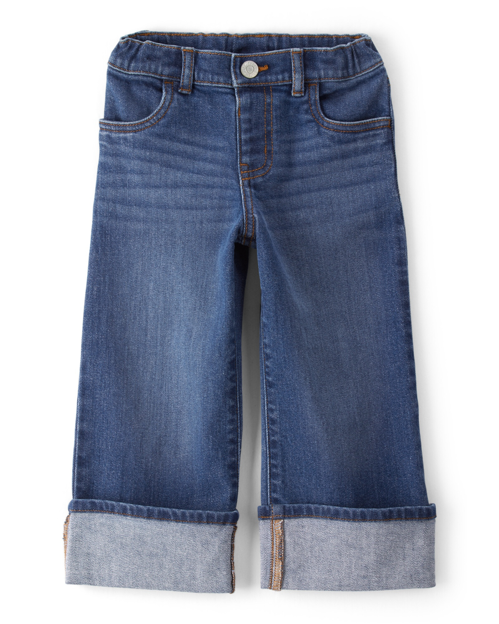 Pantalón jean de pierna ancha y dobladillo Sin color