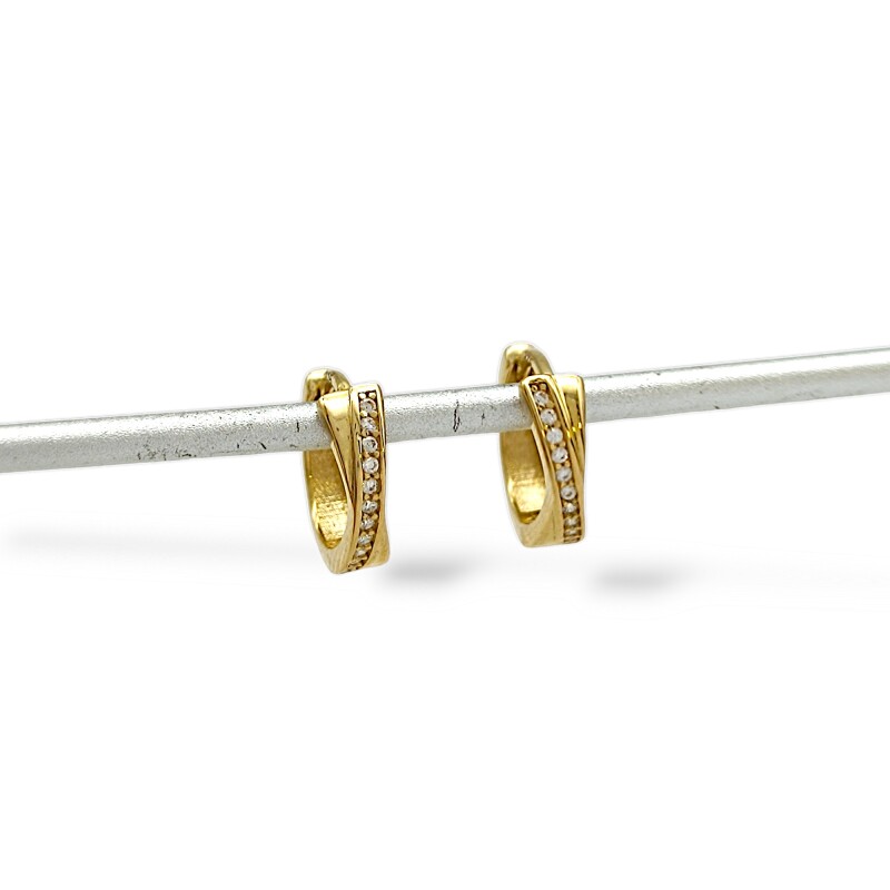 Caravanas Aros Cruzados Zirconia de oro- Oro bajo - Zirconia- CA8152 conpiedra