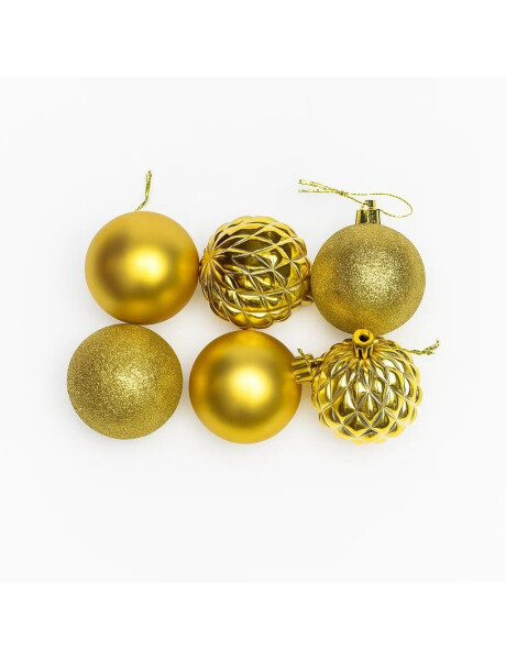 ESFERA COMB. RELIEVE DIAMANTE GLITTER MATE 6CM X 6 UNID. ORO ESFERA COMB. RELIEVE DIAMANTE GLITTER MATE 6CM X 6 UNID. ORO