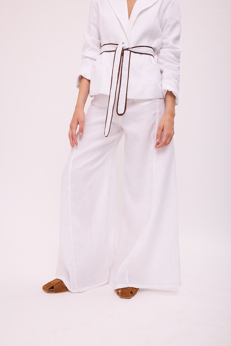 PANTALON WIDE XL LINEN SS26 Blanco