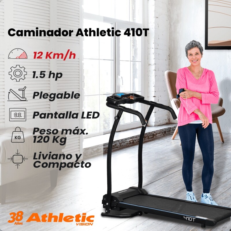 Caminadora Eléctrica Plegable Athletic 410T Negro