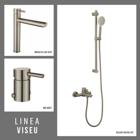JUEGO DE GRIFERIA BRUSH NICKEL DUCHA EXTERIOR LAVATORIO ALTO Y BIDET 000