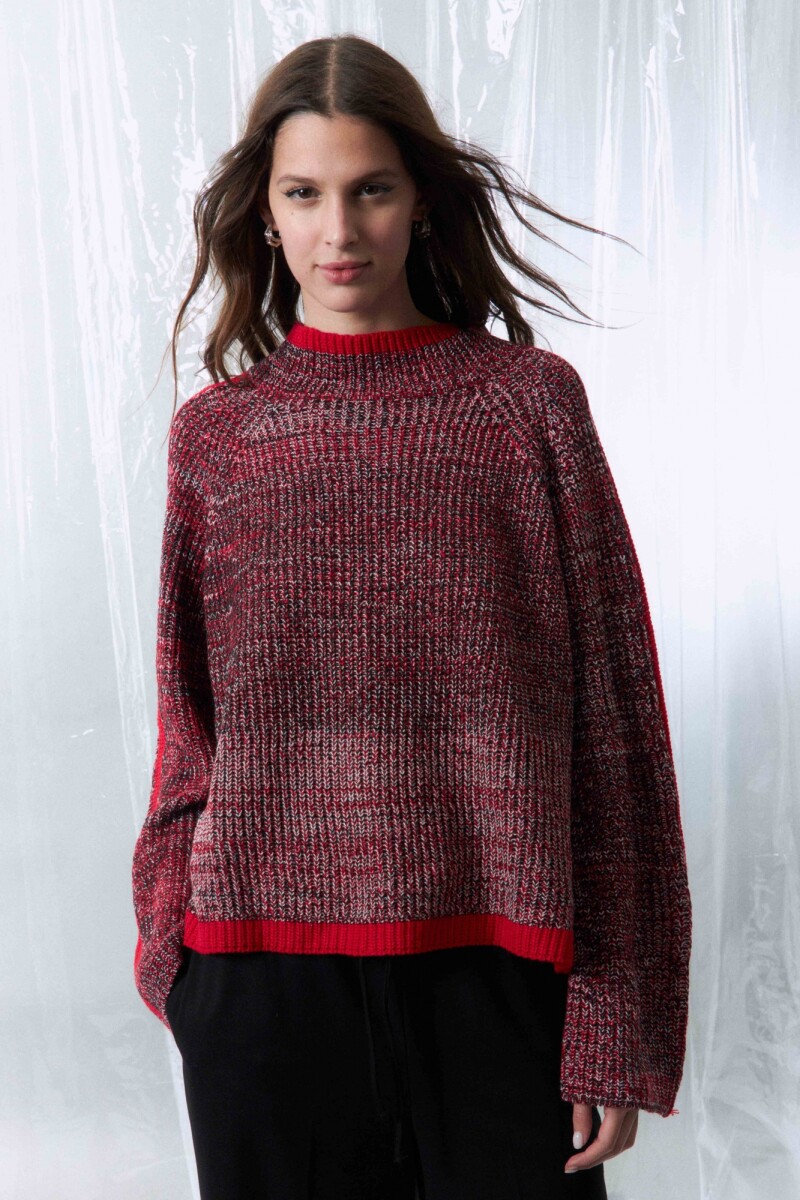 Sweater tejido melange rojo