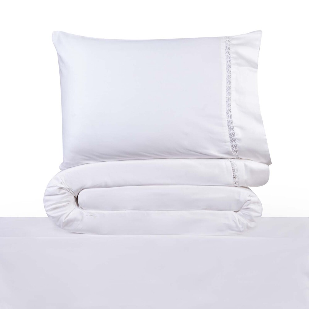 JUEGO DE SÁBANAS SUPER KING ALGODON BLANCO FLORAL LACE 200H