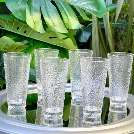 Juego De 6 Vasos Vidrio Facetado 400ML Juego De 6 Vasos Vidrio Facetado 400ML