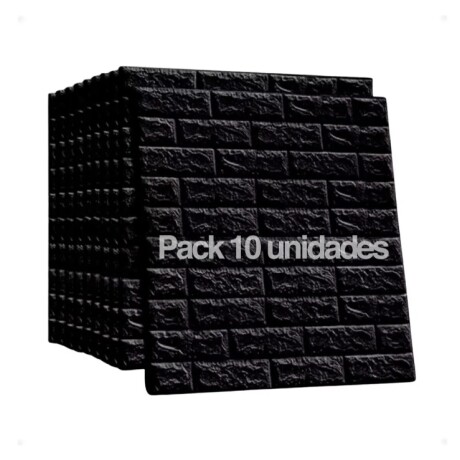 Pack X10 Placas Revestimiento Pared Autoadhesiva Ladrillo NEGRO