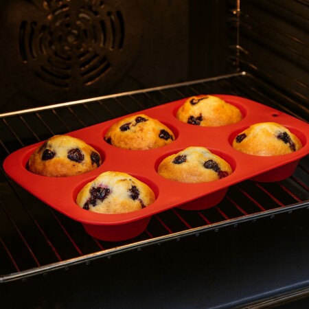 ASADERA MOLDE DE SILICONA PARA 6 MUFFINS MOR ASADERA MOLDE DE SILICONA PARA 6 MUFFINS MOR