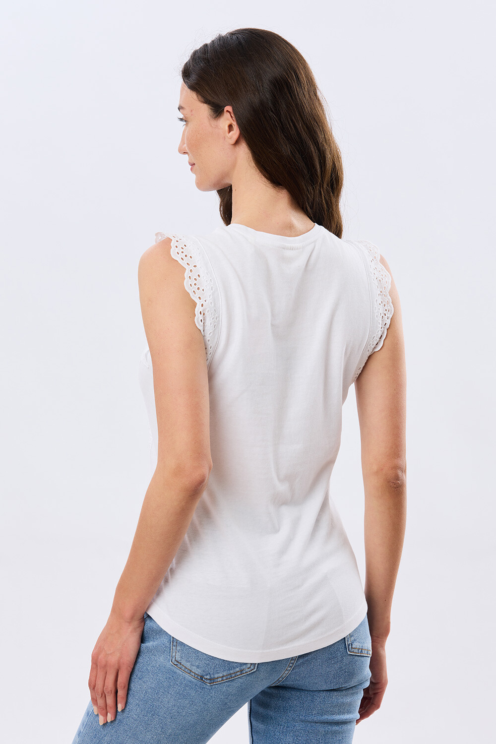 REMERA DE ALGODÓN CON BRODERIE Blanco
