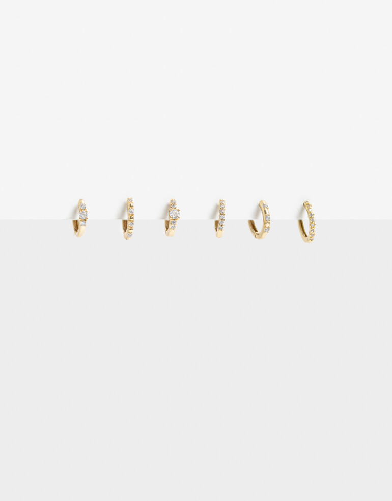 Aros Argollas Set Cubic zirconia Set De Argollas Cubic Dorado - Dorado