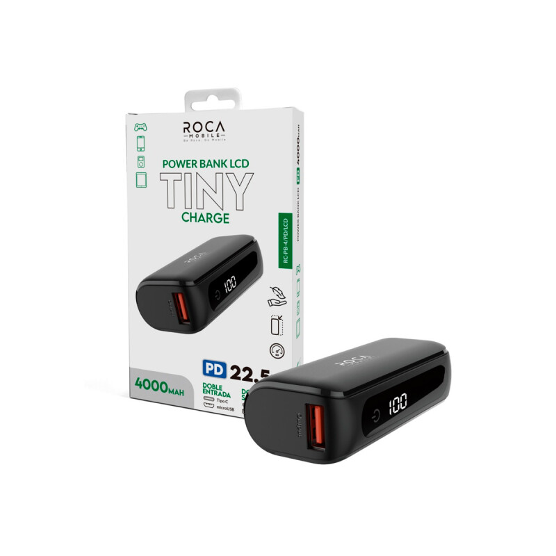 Power bank LCD Tiny 4.000 mAH color negro Power Bank Lcd Tiny 4.000 Mah Color Negro