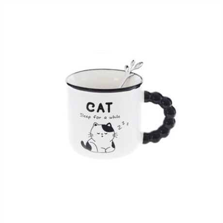 Taza de cerámica cat con asa negra Sleep