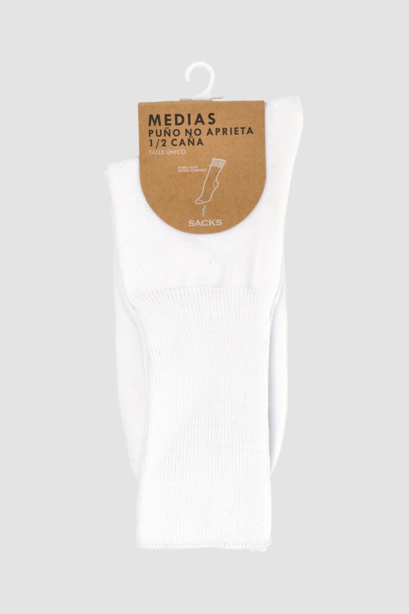Medias lisas con puño especial que no aprieta Blanco