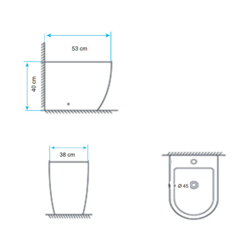 BIDET LOZA SANITARIA AMADEO BLANCO BRILLO 53X38X40 CM 000