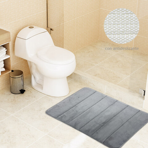 Alfombra Baño con Memoria Home Class Microfibra 43 x 61 cm GRIS