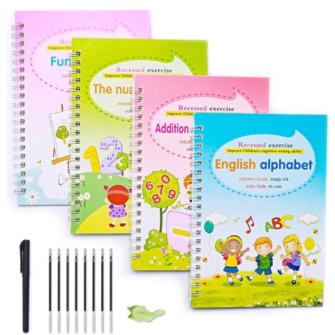 Kit 4 Cuadernos Aprendizaje Infantil Magico Abecedario Y Más Variante Diseños Surtidos