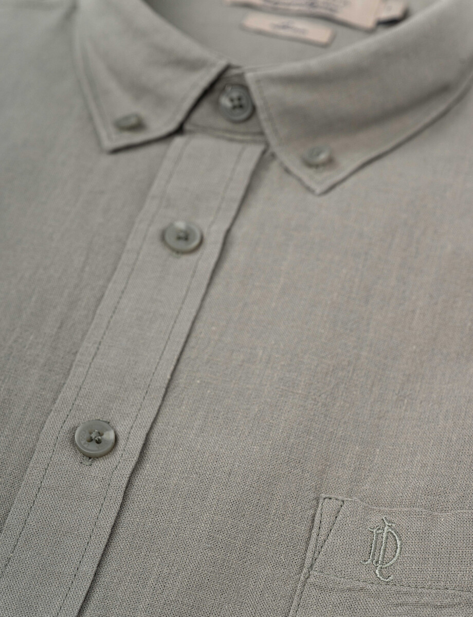 Camisa m/l lino lisa verde claro