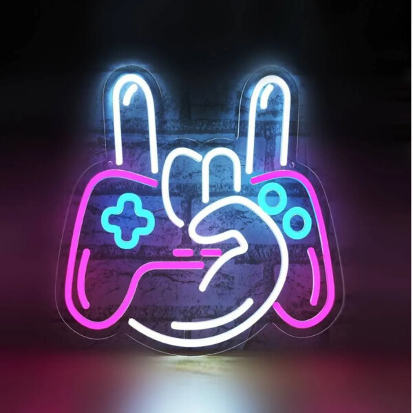 Letrero Neon Gamer Mano Con Gamepad Usb LETRERO NEON "MANO CON GAMEPAD" HY-7852